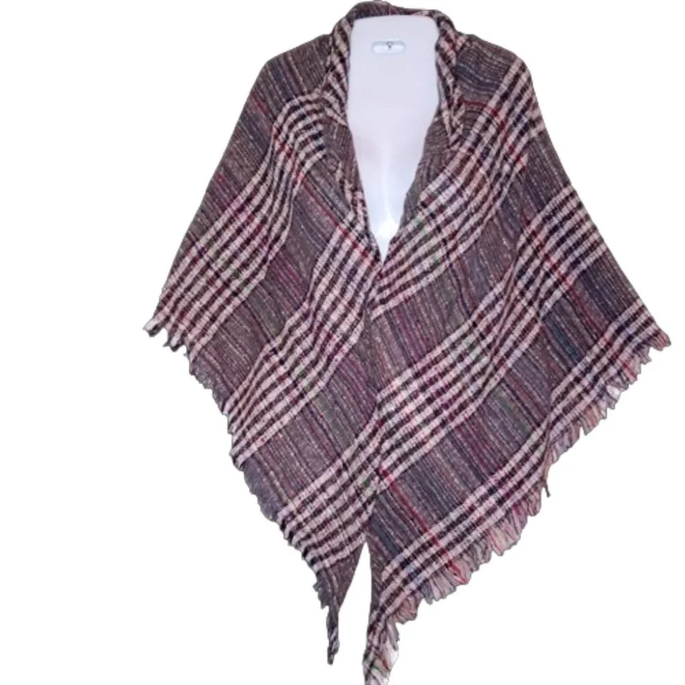 Wander Agio Women's Winter Scarf Triangle Shawl Stripe Multicolor Plaid